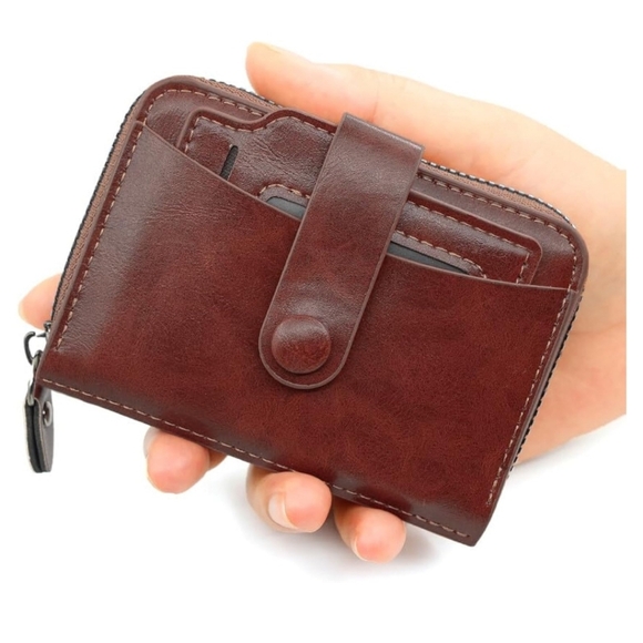 Handbags - Small Leather Wallet - Coffee